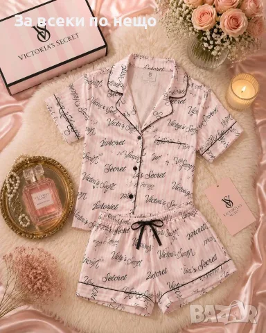 Victoria's Secret Дамска Лятна Пижама Горнище С Къс Ръкав И Къси Панталонки - 10 Цвята Код SK1974, снимка 8 - Пижами - 55627348