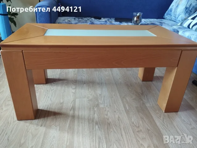 Холна маса от дърво и закалено стъкло , снимка 5 - Маси - 55600610