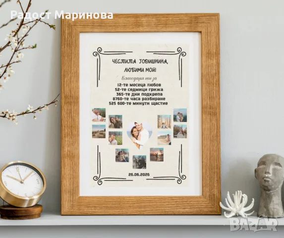 ❤️ Постер + рамка със снимки | Персонализиран подарък за двойка.