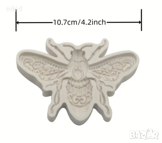 Едра пчела насекомо с детайли силиконов молд форма фондан шоколад гипс декор украса, снимка 3 - Форми - 53967099