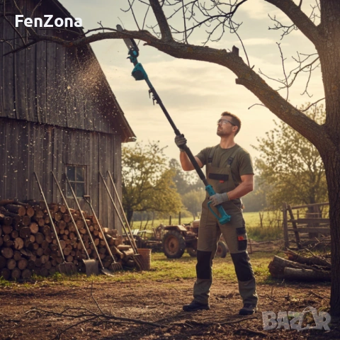 Комплект 3 в 1 от акумулаторна лозарска ножица, акумулаторен мини верижен трион и телескопичен прът, снимка 5 - Градинска техника - 54050114