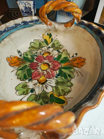 Ceramica maiolica Антикварна фруктиера , снимка 4 - Антикварни и старинни предмети - 54660309
