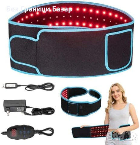 Нов Червен LED терапевтичен колан 660nm 850nm за тяло инфрачервена светлина топлина вибрация