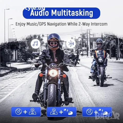 LEXIN 2X GTX Intercom 10 Комплект Bluetooth слушалки за мотоциклетисти, снимка 4 - Аксесоари и консумативи - 55572891