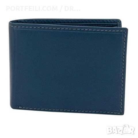 Син портфейл Friedrich от мека козя кожа с RFID NFC защита