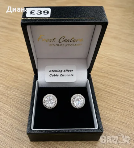 Нови сребърни обеци Frost Couture 925 Sterling Silver с цирконии – оригинална кутия
