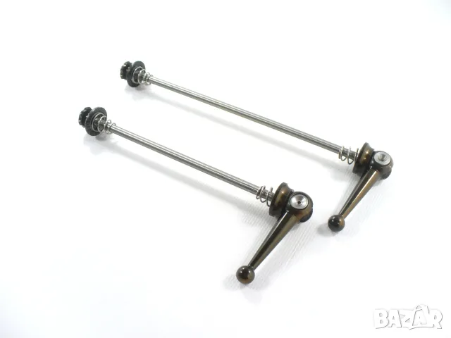 Titanium QR 5x100 & 5x130-135 Brown ултралеки автомати за бързо освобождаване, комплект, снимка 2 - Части за велосипеди - 55466908