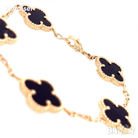 Златна дамска гривна Van Cleef 9,43гр. 16,5см. 14кр. проба:585 модел:37809-1, снимка 2 - Гривни - 54787497