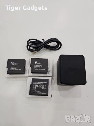 Vemico комплект 3 батерии 1500mAh + 3-канално зарядно за GoPro Hero 7 6 5 Hero 2018 USB-C съвместими