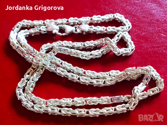 Сребърен синджир кралска плетка квадрат - проба на среброто 925