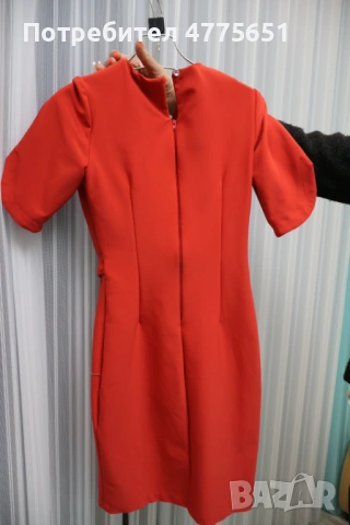 Червена елегантна рокля, S размер, снимка 3 - Рокли - 53952624
