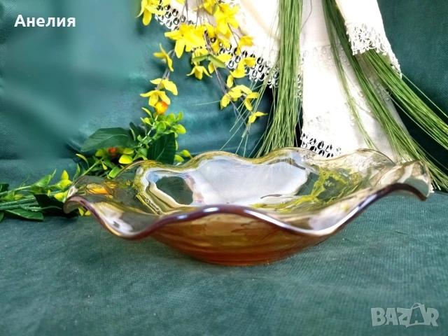 Комплект купички карнавално стъкло, снимка 3 - Чинии - 54811320