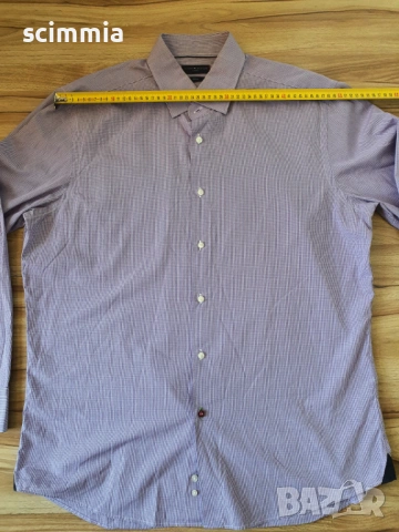 Мъжка риза Tommy Hilfiger Tailored Fit лилава карирана риза размер XL 100% памук, снимка 9 - Ризи - 54728319