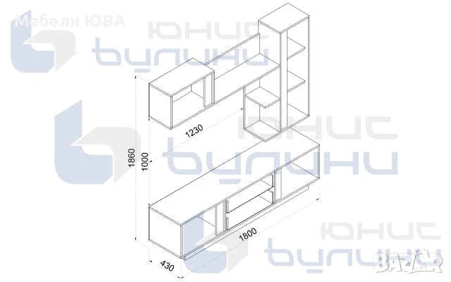 Секция на 180см, снимка 3 - Секции и витрини - 55023413