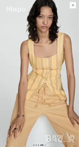 Дамски дълъг карго панталон с връзки на талията Mango - размер L/XL, снимка 4 - Панталони - 55330386