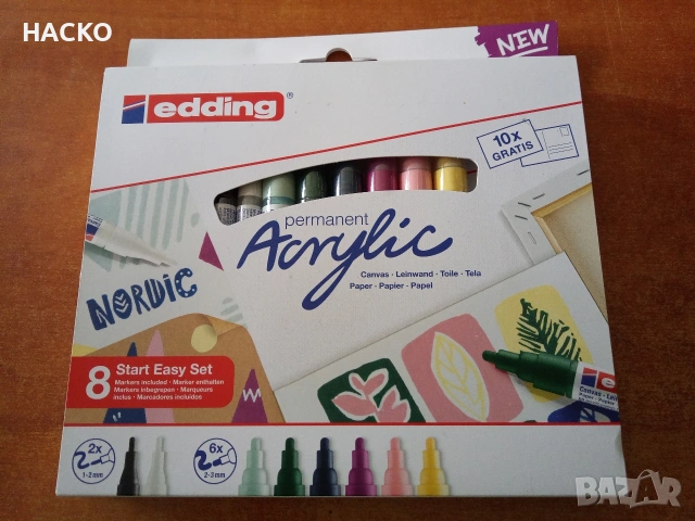 Два Комплекта Акрилни Маркери Edding Nordic Colfr Akrylic Marker Starteer Set, снимка 3 - Други - 54028183