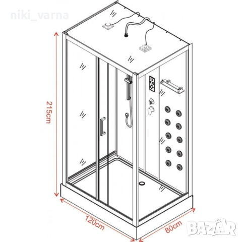 Хидромасажна душ кабина ВИЛИЯ 8536, снимка 3 - Душ кабини и вани - 54157826