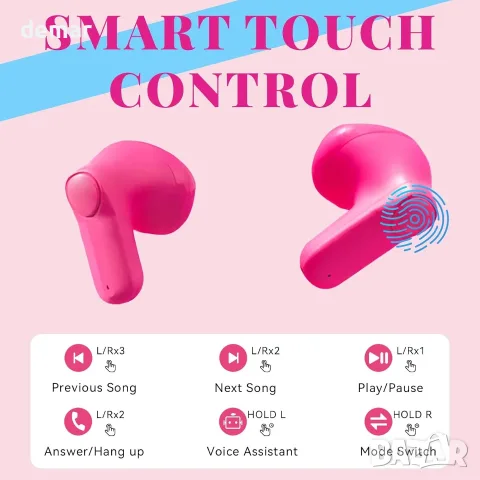 ANCwear Смарт безжични Bluetooth слушалки с калъф розова чанта, 22 часа батерия, снимка 2 - Bluetooth слушалки - 55672457