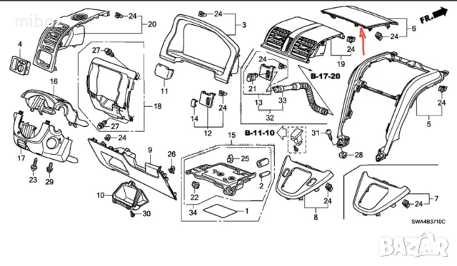 Интериорна кора табло Honda CRV 3 , снимка 3 - Части - 54568380