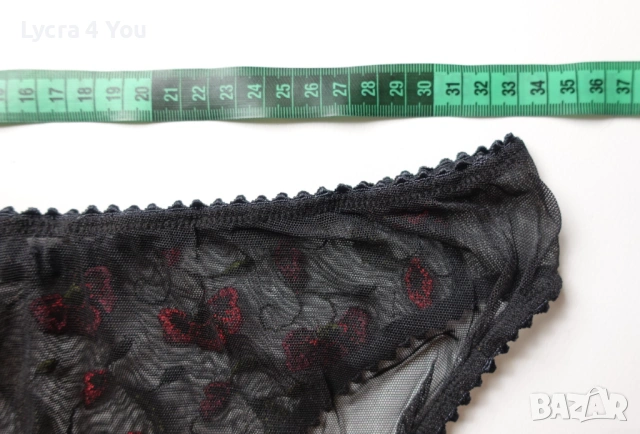 М черни тюлени бикини с червени бродирани цветя , снимка 8 - Бельо - 54140278