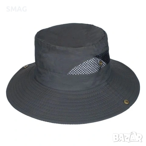Мъжка bucket шапка сива с мрежа и копчета_1224865, снимка 4 - Шапки - 54923284