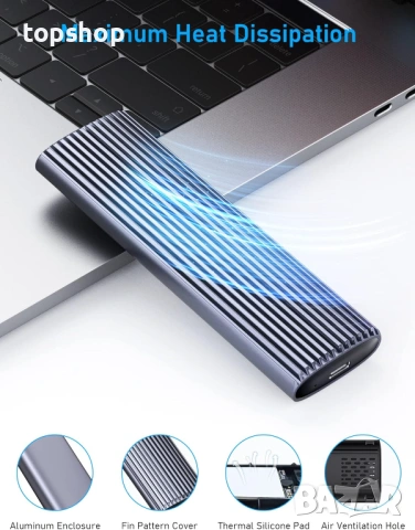 Чисто нова външна кутия Beikell за M.2 NVMe и SATA SSD диск – без инструменти, 10Gbps  , снимка 7 - Кабели и адаптери - 54887493