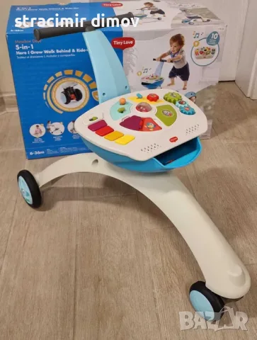 Активно-двигателна играчка 5 в 1 Tiny Love - Walk Behind & Ride-on, синя, снимка 4 - Детски велосипеди, триколки и коли - 55659571