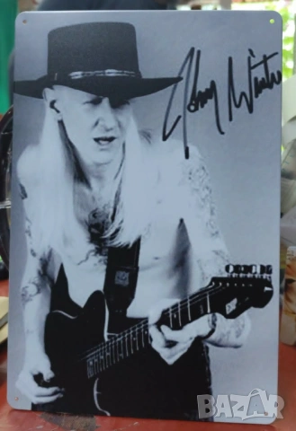 Johnny Winter Autoghraph-метална табела(плакет)