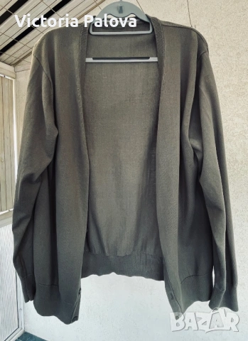 Мъжка памучна жилетка тъмен olive 🫒 – 100% памук, размер L, снимка 3 - Блузи - 54152518