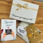 Бебешка кутия за съобщаване на бременност с чорапче и картичка, снимка 7