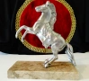 Калаена статуетка,фигура изправен Кон,мрамор. , снимка 1