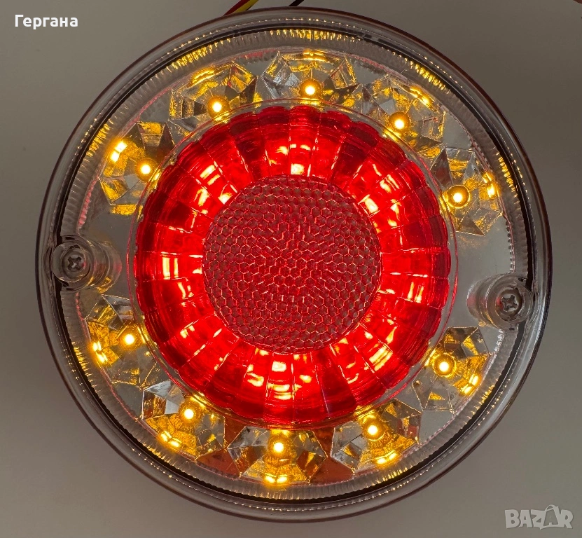 Кръгъл LED стоп 3 функции 24V (стоп/мигач/габарит) за камион, ремарке, снимка 1