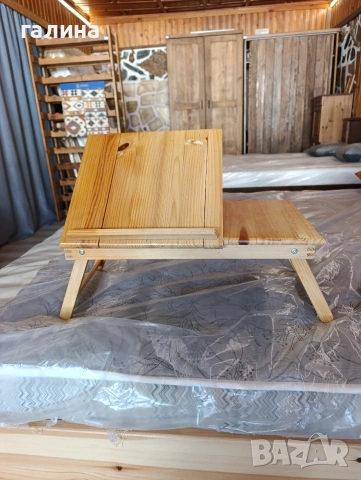 Дървена масичка за легло с регулируе плот с 5 степени, снимка 9 - Други - 54351085