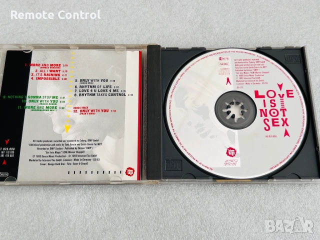 (поръчан) CD CAPTAIN HOLLYWOOD PROJECT - LOVE IS NOT SEX (1993), снимка 2 - CD дискове - 54560045