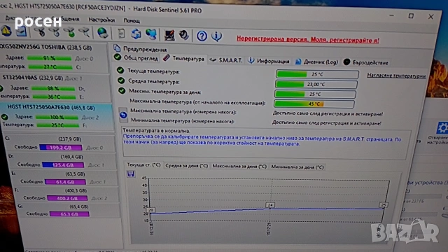 HDD HGST 500gb sata3 100% здраве, снимка 5 - Твърди дискове - 54453042