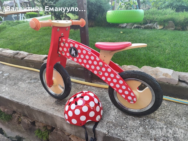 Дървено баланс колело с каска