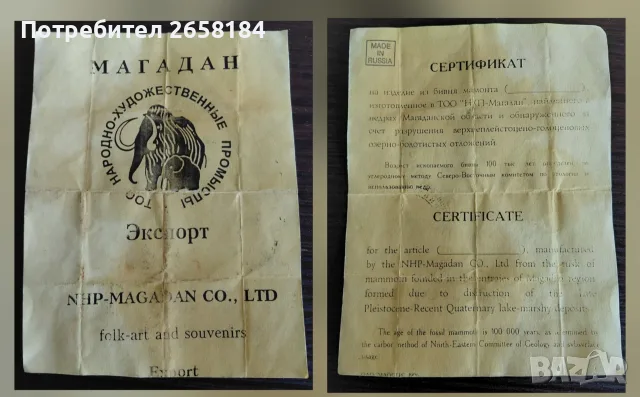 от БИВНЯ НА МАМУТ на 100 хиляди години, от Магадан, снимка 5 - Други ценни предмети - 55428992