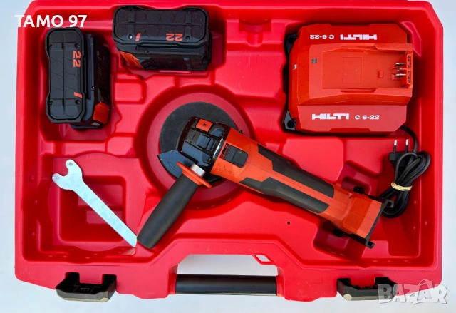 Hilti AG 6D-22 Nuron - Безчетков ъглошлайф с SensTech 2x22V 5.10Ah перфектен!, снимка 2 - Ъглошлайфи - 54586352