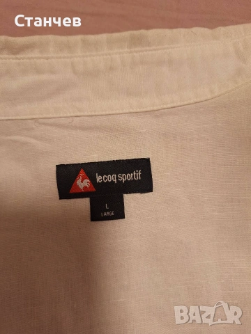 Мъжка ленена риза Le Coq Sportif (Размер L) | Премиум микс с памук, Бяла, снимка 2 - Ризи - 54961366
