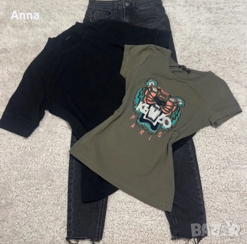 🔥 Страхотен комплект: тесни дънки, тениска Zara, тениска Kenzo🔥🌸