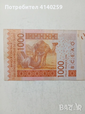 ЗАПАДНА АФРИКА 1000 ФРАНКА , снимка 4 - Нумизматика и бонистика - 54695006