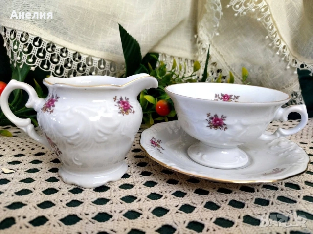 Чашки на крак барок от Полша , снимка 3 - Чаши - 54583354