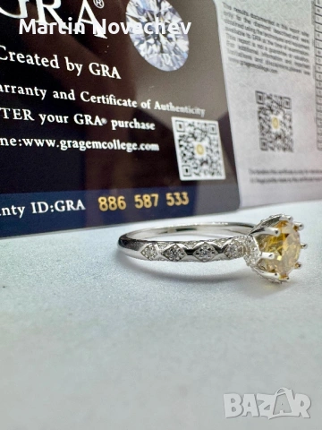 Сребърен пръстен с мойсанит (Диамант) 1 карат, снимка 6 - Пръстени - 54243228