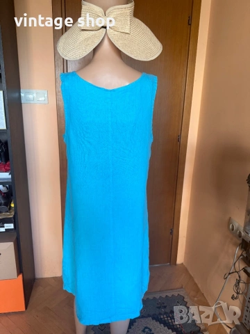 Ленена рокля Grand Greece в морско синьо,Размер L, снимка 3 - Рокли - 54840532
