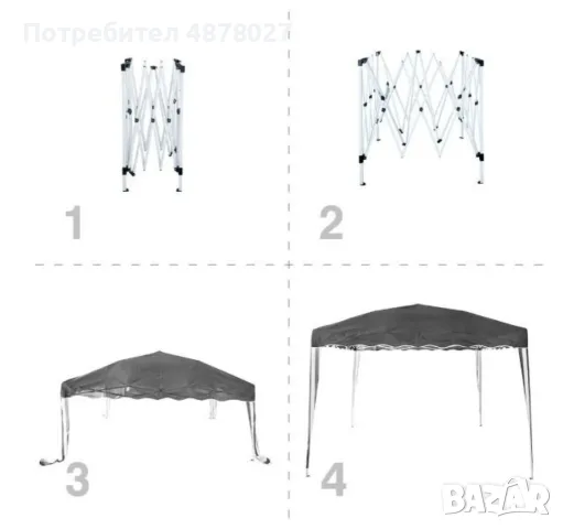 Шатра Muhler 300x300xH260cm – Стабилност и стил за открито удоволствие, снимка 4 - Градински мебели, декорация  - 55679613
