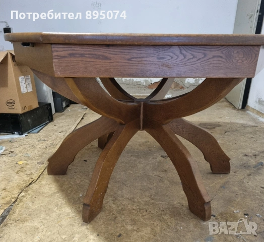 Кръгла разтегателна маса, снимка 3 - Маси - 55257507