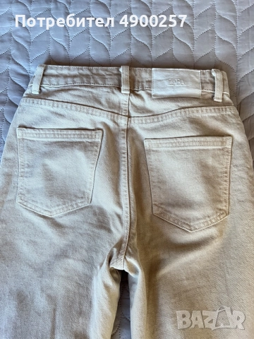 Бежов деним, Zara, размер 32, снимка 2 - Дънки - 55470943