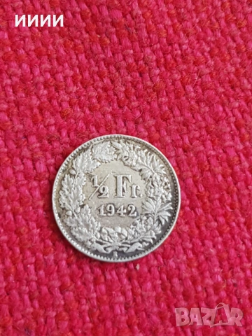 Сребърна монета 1/2 франк 1942