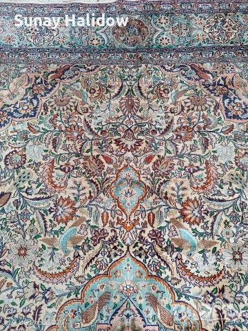 Копринен килим ръчно тъкан, снимка 7 - Килими - 54098408