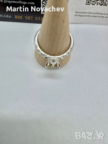 Сребърен пръстен с мойсанит (Диамант) 1 карат, снимка 5 - Пръстени - 54118112